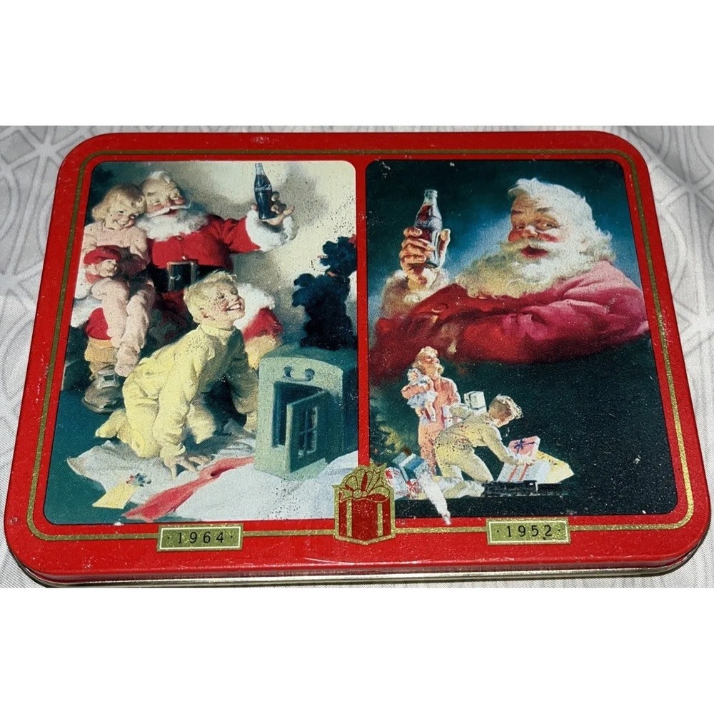 Coca-Cola Nostalgia Playing Cards 2 Decks in Tin SANTA Christmas vintage
